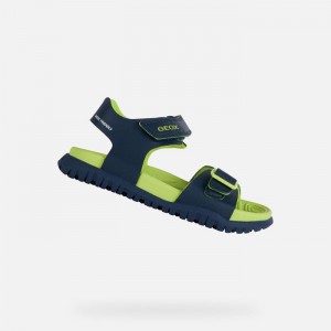 Geox Sandal Fusbetto Sandale Chlapcenske Námornícka Modrá Svetlo Zelene | 61840-SUVM