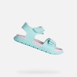 Geox Sandal Fusbetto Sandale Chlapcenske Zelene Nachový | 90251-ITRU