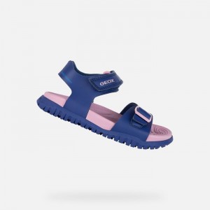 Geox Sandal Fusbetto Sandale Dievcenske Námornícka Modrá Tmavo Ruzove | 50843-NZHM