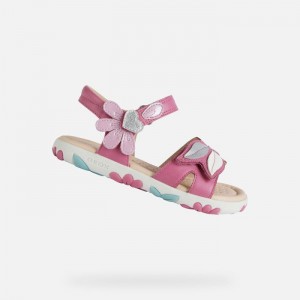 Geox Sandal Haiti Sandale Dievcenske Fuchsie Ruzove | 96451-VHWY