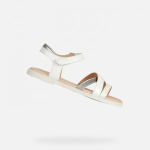 Geox Sandal Karly Sandale Dievcenske Biele | 58139-RKBO