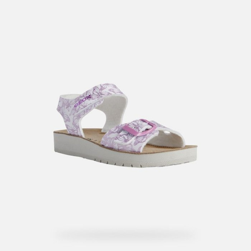 Geox Sandal Costarei Sandale Dievcenske Biele Ruzove | 21769-OGNL