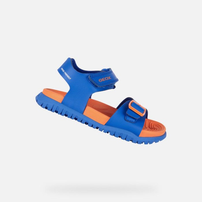 Geox Sandal Fusbetto Sandale Chlapcenske Kráľovská Modrá Oranžové | 50132-NRTO