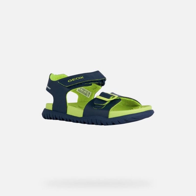 Geox Sandal Fusbetto Sandale Chlapcenske Námornícka Modrá Svetlo Zelene | 61840-SUVM