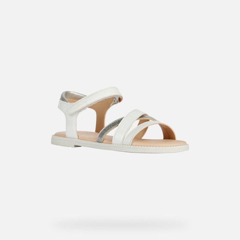 Geox Sandal Karly Sandale Dievcenske Biele | 58139-RKBO