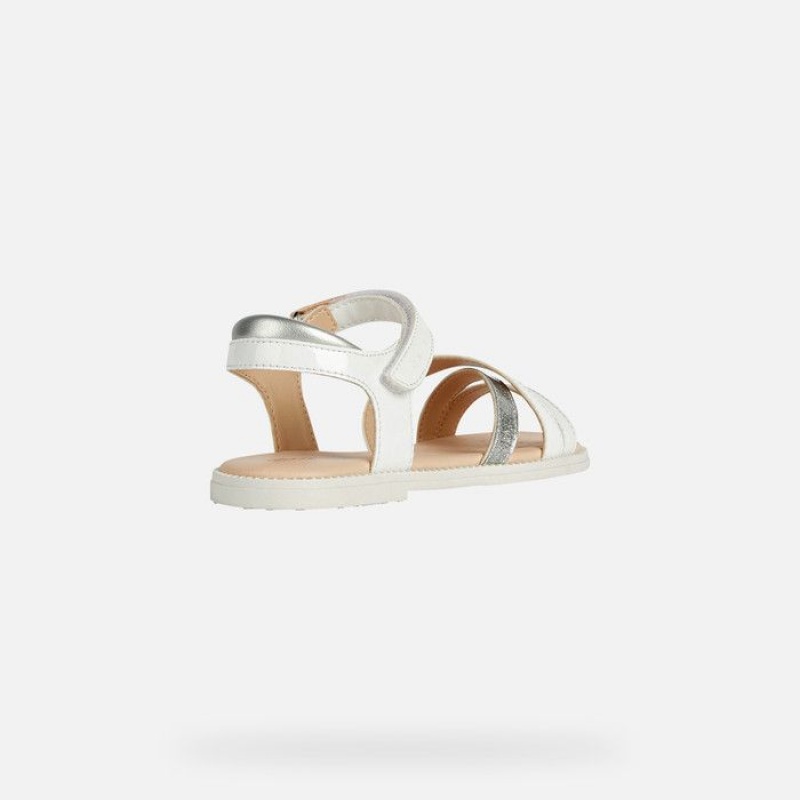 Geox Sandal Karly Sandale Dievcenske Biele | 58139-RKBO