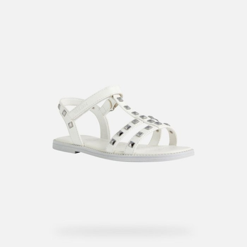 Geox Sandal Karly Sandale Dievcenske Biele | 61478-XKME