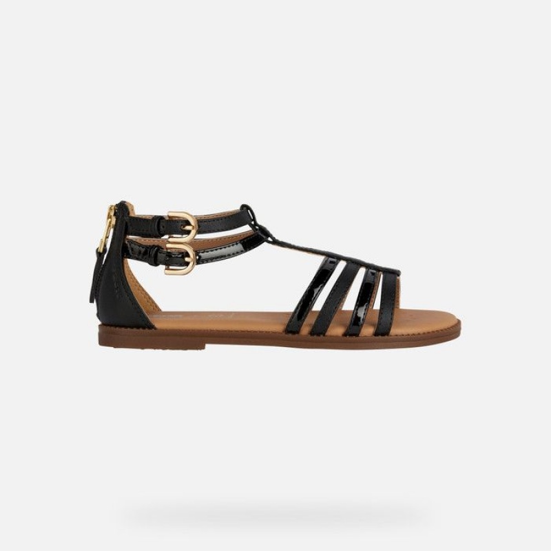 Geox Sandal Karly Sandale Dievcenske Čierne | 15863-HUOM