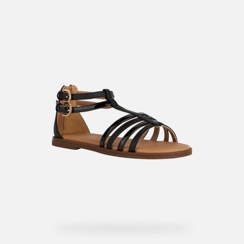 Geox Sandal Karly Sandale Dievcenske Čierne | 15863-HUOM