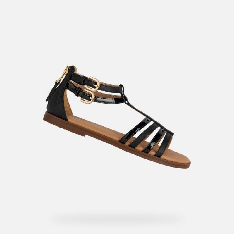 Geox Sandal Karly Sandale Dievcenske Čierne | 15863-HUOM