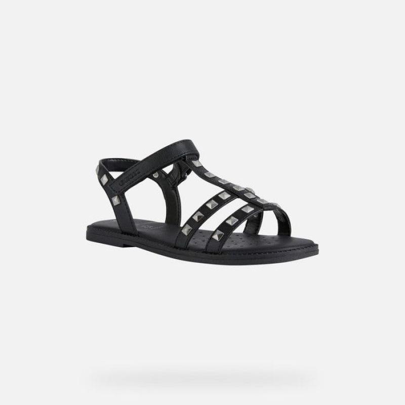 Geox Sandal Karly Sandale Dievcenske Čierne | 43205-RJOC