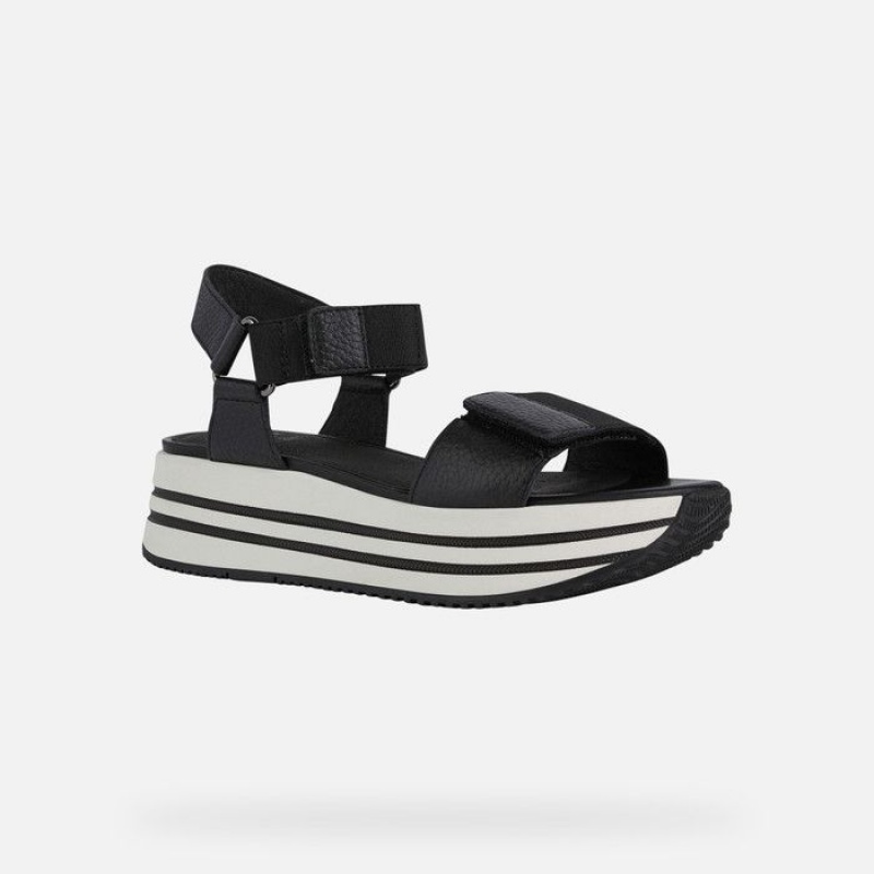 Geox Sandal Kency Sandale Damske Čierne | 17590-URES