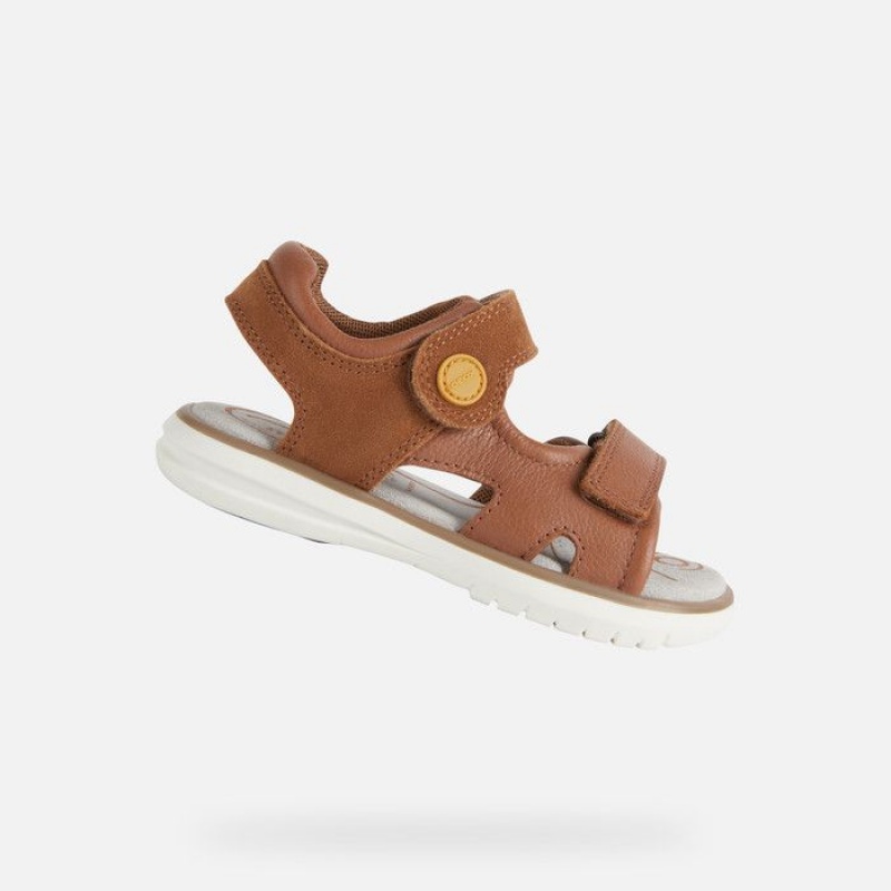 Geox Sandal Maratea Sandale Chlapcenske Hnede Tmavo Žlté | 80527-NIME