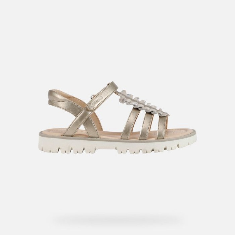 Geox Sandal Starblush Sandale Dievcenske Platina | 25387-AMNQ