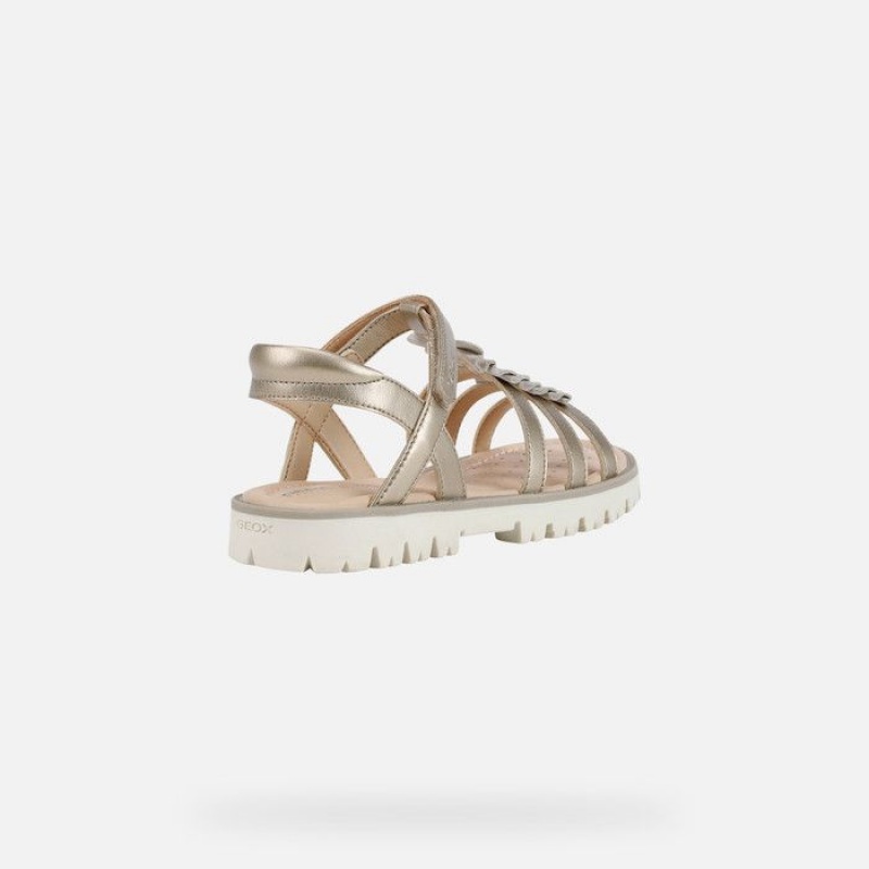 Geox Sandal Starblush Sandale Dievcenske Platina | 25387-AMNQ