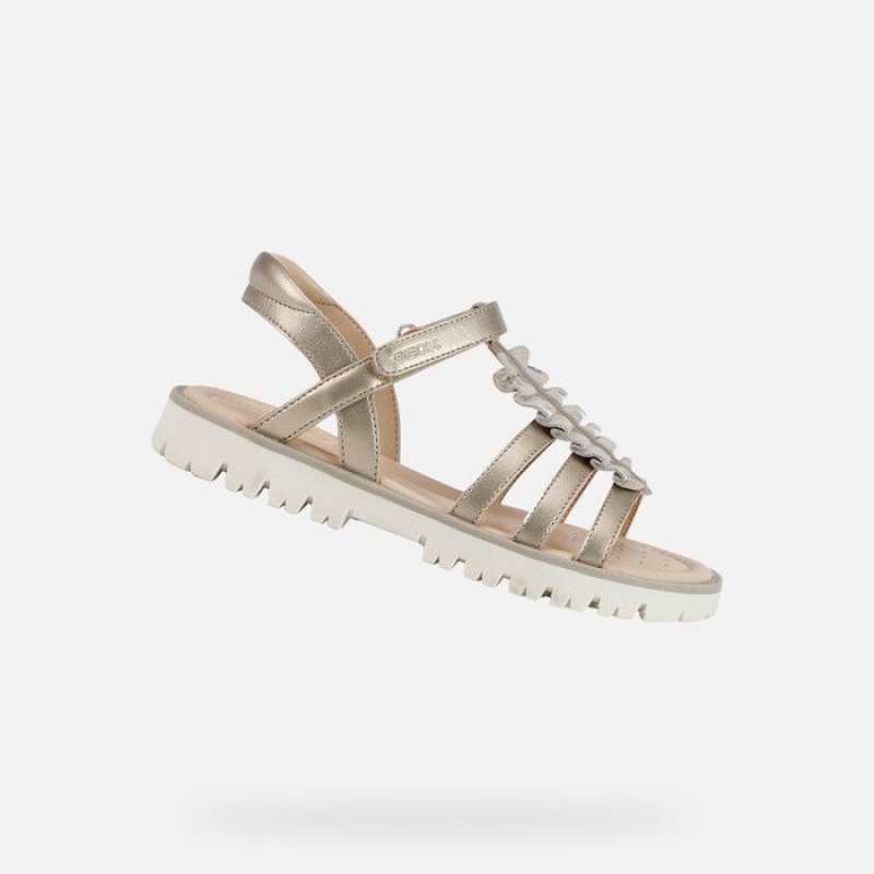 Geox Sandal Starblush Sandale Dievcenske Platina | 25387-AMNQ